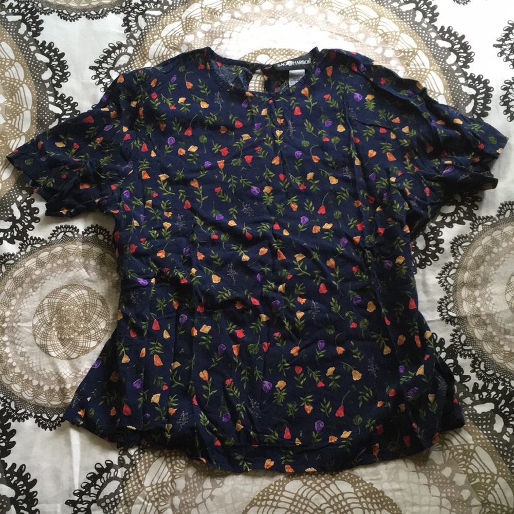 Vintage Sag Harbor Floral Boxy Tee, Size L